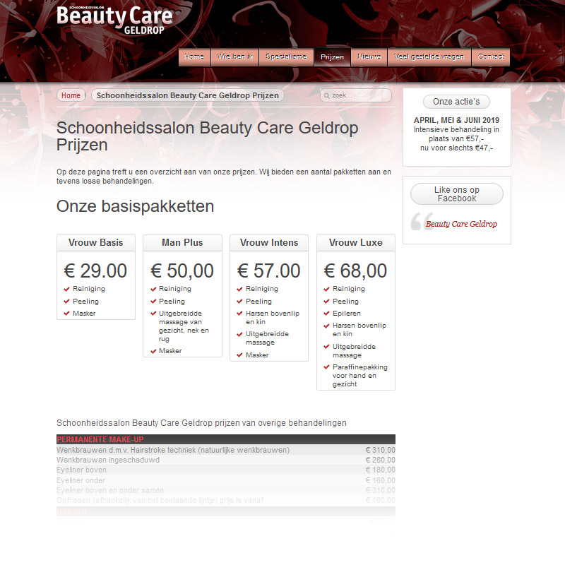 website ontwerp beautycaregeldrop.nl macman veldhoven